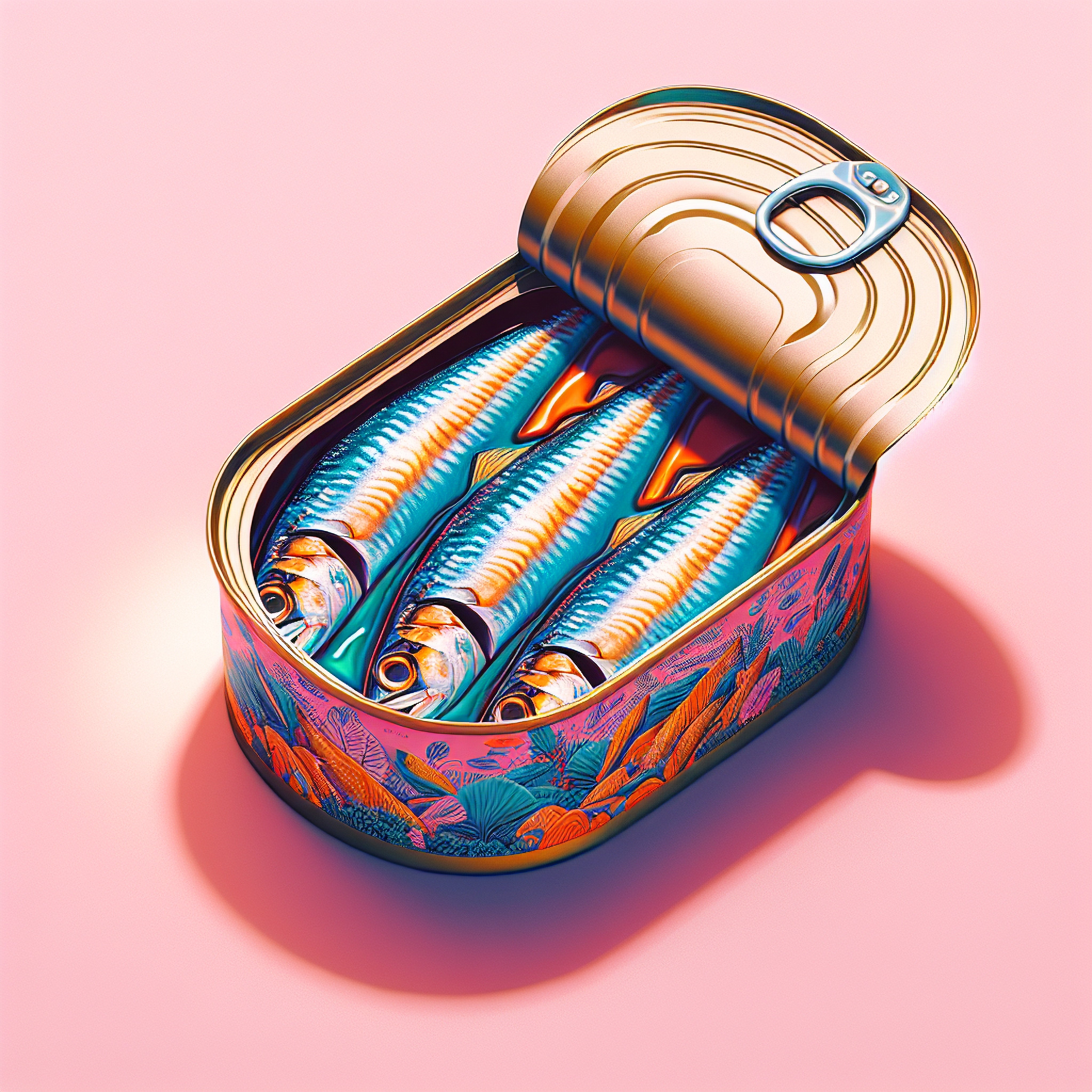 Pink metal sardine tin representing Dr Ivy’s research on the nutritional benefits of sardines for healthy skin