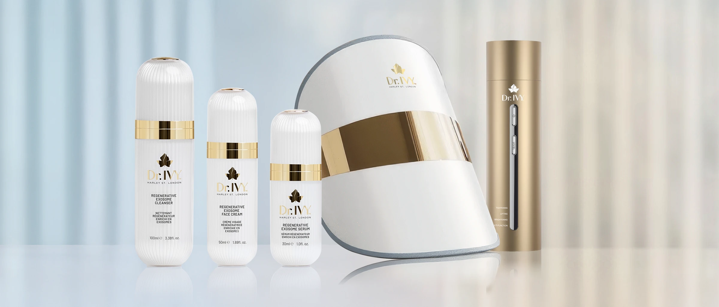 The Dr. Ivy Anti-Aging Exosome skincare products and skin energy devices